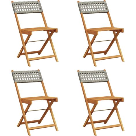 Maison Exclusive - Gartenstühle 4 Stk. Klappbar Grau Poly Rattan