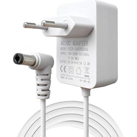 Adaptateur Chargeur 24V 0.5A pour Diffuseurs d’Huiles Essentielles, Chargeur dc 5v, Chargeur Babyphone Caméra, Câble d’Alimentation DC 5.5 2.1mm de 1,4m, Pour Divers Appareils de Charge Adaptés (1/5)