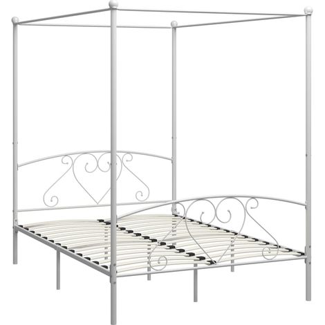 Maison Exclusive - Cadre de lit sans matelas avec baldaquin blanc 140x200 cm métal