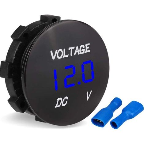 Voltmètre Moto, Voiture Moto Led Affichage Numérique Voltmètre Dc Voltmètre 12V-24V pour Bateau Moto Camion Marine (Bleu)- (1/5)