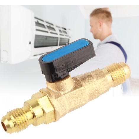 Adaptateur de raccord de vanne de régulation de réfrigérant 1/4 SAE pour outils de climatisation et de réfrigérateur, vanne à bille de fluor (1/5)