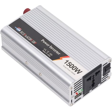 Convertisseur de voiture 1500W certifié, 12V vers 220-230V AC, prises USB 5V, transformateur de puissance embarqué (1/5)