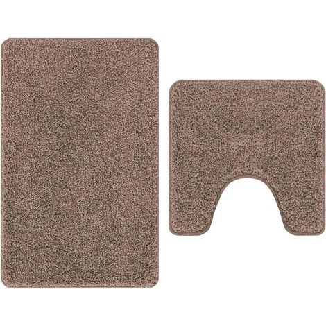 Conjunto de alfombra de baño antideslizante 2 pcs Marrón PP vidaXL (1/5)