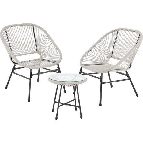 SVITA TULUM Balkon-Möbel 3-tlg. Garten-Möbel Set Balkonstühle mit Tisch Weiß (1/5)