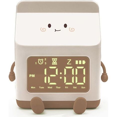 Réveil Mignon pour Petites Filles - Forme Bouteille de Lait - Aide à l'Apprentissage du Sommeil - Usage Domestique ou Scolaire