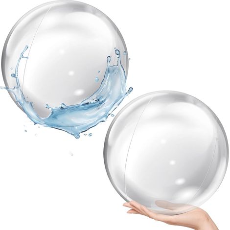 Inflatable Pool Ball, 2 Pieces Giant PVC Swimming Pool Ball Transparent Inflatable Beach Ball for Swimming Pool Party, Summer Party (1/5)