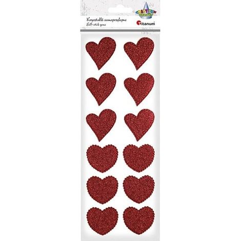 Adesivi a forma di cuore in lamina metallizzata, misure miste, rossi, 12 pezzi