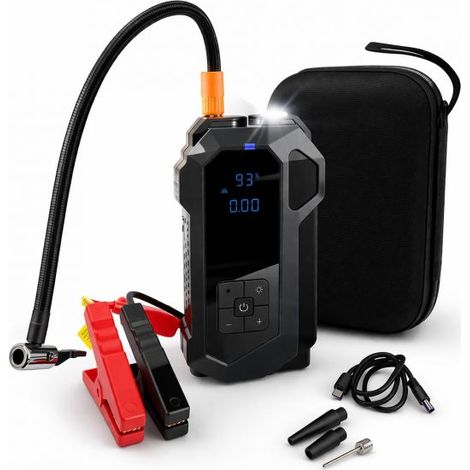 Booster Jump Starter Avviatore Auto 4 in 1 Powerbank Compressore Portatile