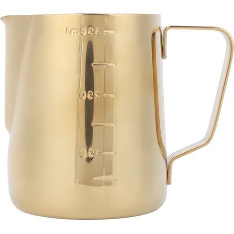Pichet à lait en acier inoxydable avec graduation pour la préparation de cafés latte à la maison, couleur or, 350 ml (1/5)