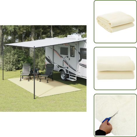 The Living Store Zeltteppich Creme 4x2,5 m - Campingausrüstung - Zeltausrüstung - Zeltbodenmatte - Polyester Teppich - Wasserdichter Teppich (1/5)