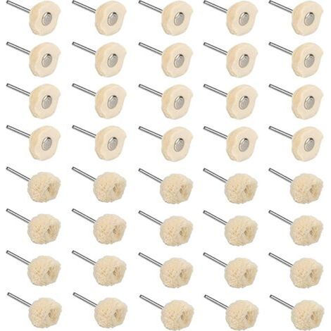 Roue De Polissage - 40 Pièces Coton Doux Et Velours Souple - Pour Bijoux Métaux Marbre Verre Pierre Jade - Compatible Avec Machines À Polir Et Perceuses (1/5)