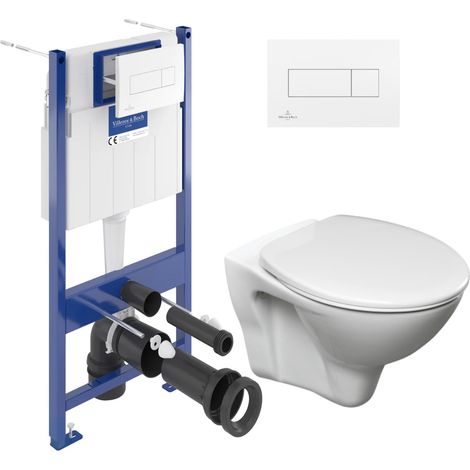 Pack WC Bâti-support Viconnect Villeroy & Boch + WC suspendu Jika Neo + Abattant + Plaque blanche (ViConnectS-LinePro-2)