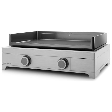 Forge Adour – Plancha à gaz en fonte émaillée 60cm – 2 brûleurs 5300W – Châssis inox double paroi – Allumage piezzo – Pour 8/10 personnes (1/5)