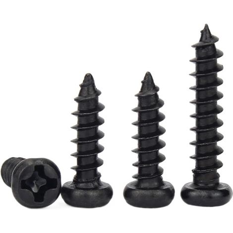 50/100 pièces M2.6 M3 longueur 5–30 mm acier noir Phillips tête plate ronde cruciforme champignon)