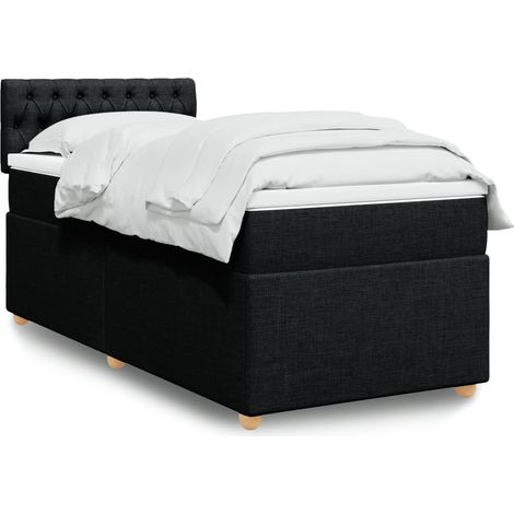 Cama box spring con colchón tela negro 90x190 cm