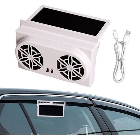 Car window fan, solar powered fan, 16 x 10 cm, exhaust cooling, energy-saving electric design, heat reduction function for (1/4)