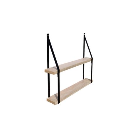 Étagère murale double bois Cali 10 avec supports métal noir