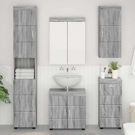 vidaXL Armadio da bagno a muro TULUM Grigio Sonoma 37 x 24,5 x 86 (1/5)
