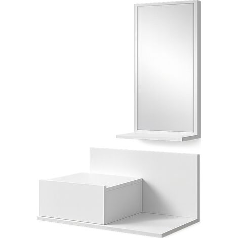 Ingresso con cassetto e specchio Mobili da ingresso Finitura in Colore Bianco Opaco 60x85,5x30cm Modello Isabela (1/5)