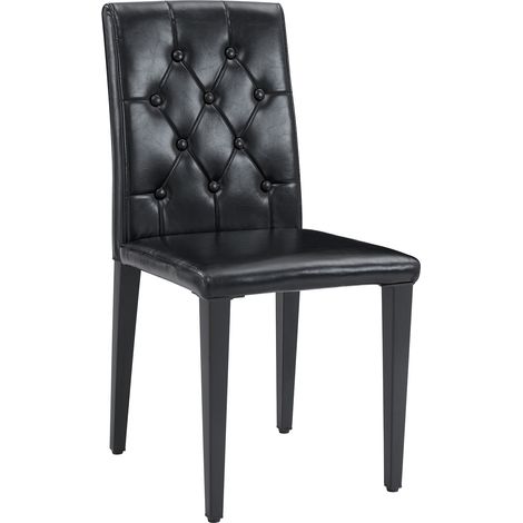 CAIziLot 4 chaises luxe noir uni pieds métal noir déco salle européenne (1/5)