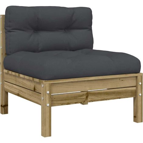 Canapé de jardin Divan de jardin sans accoudoirs et coussins bois pin imprégné (1/5)
