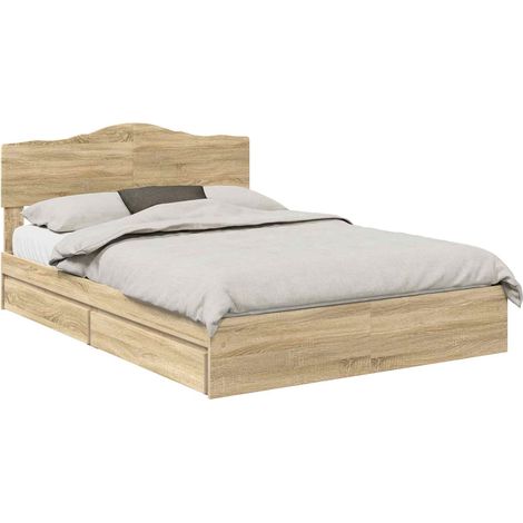 Letto con Contenitore con testiera Rovere Sonoma 150 x 200 cm vidaXL