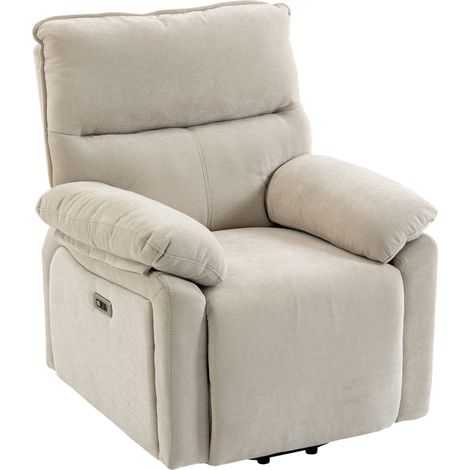HOMCOM Poltrona Relax Alzapersona Elettrica Riscaldante con Massaggio, Crema (1/5)