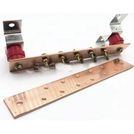 Barre omnibus de mise à la terre en cuivre étamé 5 x 50 x 300 mm. barre de liaison équipotentielle de batterie