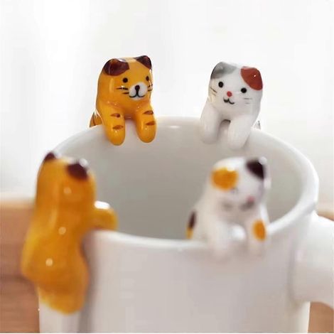 Cuillère à café/dessert mignonne en céramique, motif animal, à suspendre. (1/5)