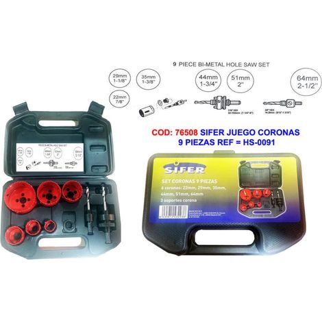 SIFER sifer juego coronas 9 piezas hs0091 , sifer juego coronas 9 piezas hs0091