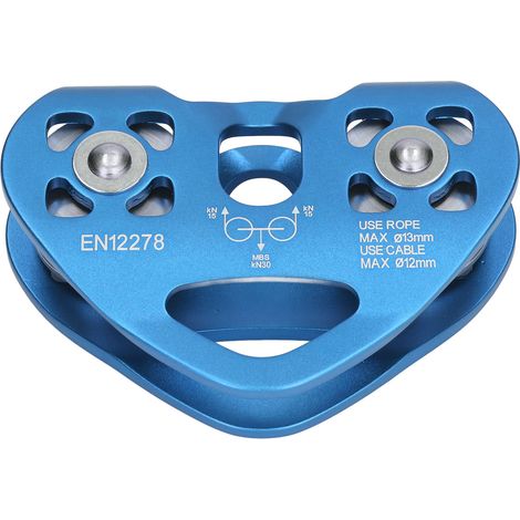 Poulie d'escalade extérieure en aluminium aéronautique à double arbre, bleu (1/5)