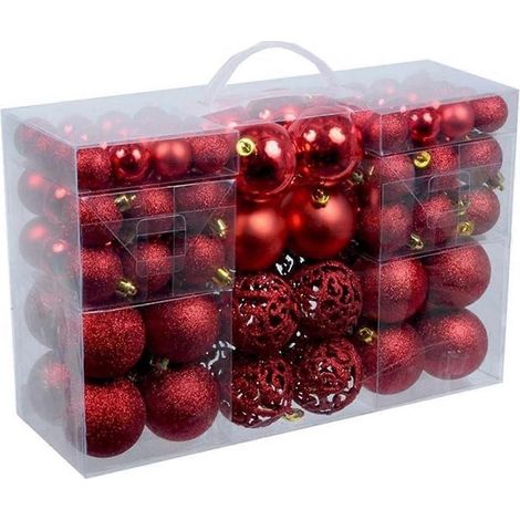 100 Stück bruchsichere Weihnachtskugeln, Christbaumschmuck, ideal für Partys, Hochzeiten und andere Feiern (rot) (1/5)