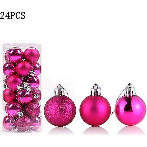24 boules de Noël roses rouges de 3 cm, idéales pour décorer votre sapin et votre maison. Décorations de Noël et du Nouvel An. (1/5)