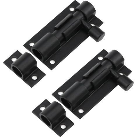 Verrou coulissant de 5 cm (2 pouces), noir mat, compatible avec les portes intérieures coulissantes - 2 pièces (1/5)