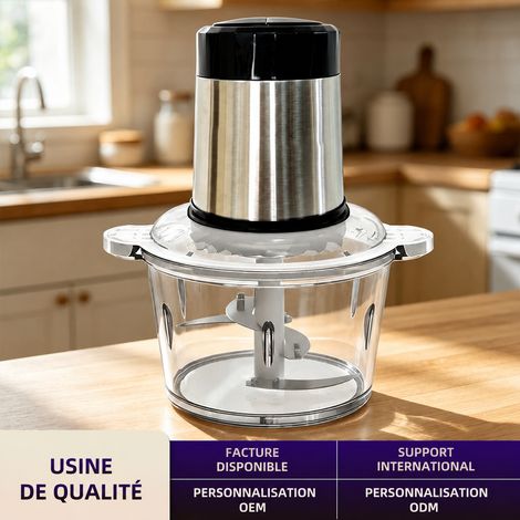 Hachoir à viande électrique 2L bol en verre 4 lames inox 2 vitesses 20 × 20 × 30 cm 2,27 kg – Livraison gratuite (1/5)