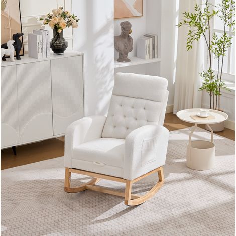 Sillón mecedora con reposapiés bouclé 65,6x123 cm OKMYHOME (1/5)