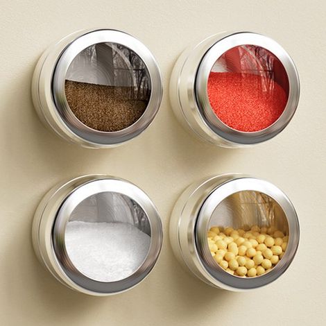 Barattoli magnetici per spezie, contenitori magnetici per spezie da cucina, barattoli portatili per spezie, bottiglie per spezie in acciaio inox, contenitori a parete eleganti (1/4)