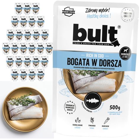 BULT Nassfutter für Hunde, Kabeljau, Beutel, 30 x 500 g (1/2)