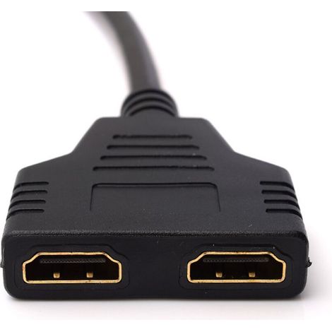 Câble répartiteur HDMI mâle vers double femelle, répartiteur d'interface multimédia haute définition 1 entrée 2 sorties, conception compacte et structure robuste. (1/2)