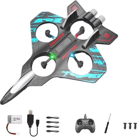 Avión teledirigido RC de 2.4G, seis aviones de espuma EPP con LED, juguete volador sencillo para uso en interiores y exteriores, regalo para niños, azul.