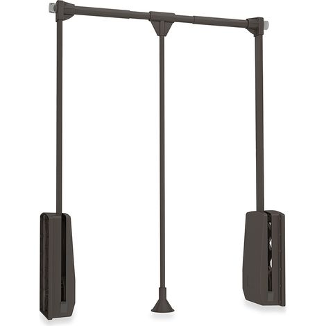Emuca Appendiabiti per armadio Hang, larghezza regolabile 450-600 mm, Acciaio e Tecnoplastica, Verniciato moka