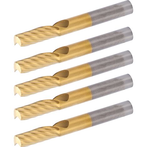 Lot de 5 fraises hélicoïdales une seule lèvre 6x17x50mm acier rapide HSS revêtues titane pour défonceuse CNC (1/5)