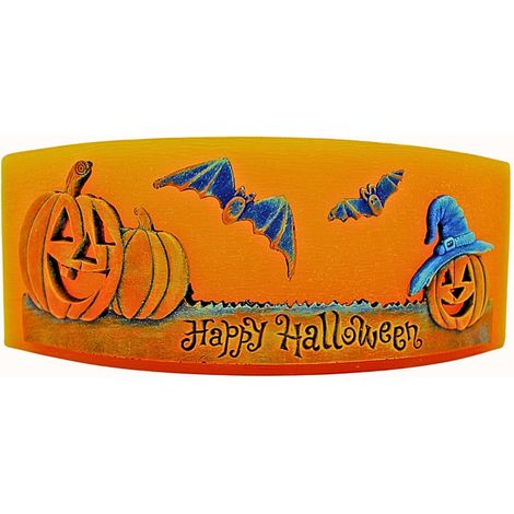 Bougie XXL comme lampion, décoration d'Halloween, citrouille d'extérieur comme bougie, photophore pour l'automne, décoration d'automne, taille L/l/H : environ 27 x 11 x 10 cm. (1/5)