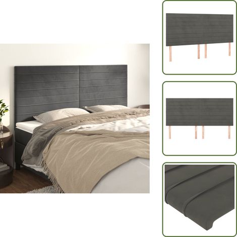 Cabecero de cama ajustable - vidaXL Cabecero Terciopelo Gris Oscuro 180x5x118/128 cm - Cabecero de cama con soporte