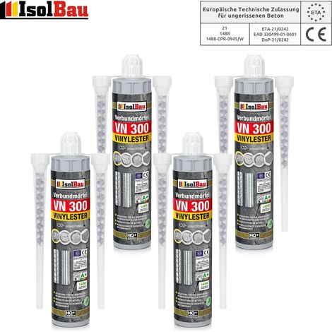 Verbundmörtel 4 x VN 300ml Injektionsmörtel 8x Statikmischer ETA Zulassung (1/5)