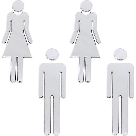 Panneaux de signalisation argentés pour toilettes, adaptés aux sanitaires, ensemble de 8 pièces. (1/5)
