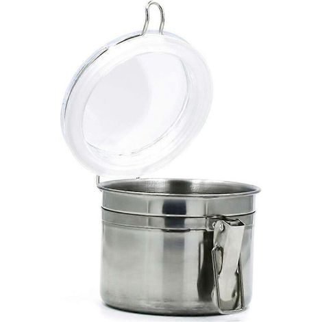 Boîte de conservation des aliments en acier inoxydable pour la cuisine (boîte à sucre, thé, café en grains avec couvercle transparent et loquet) (1/5)