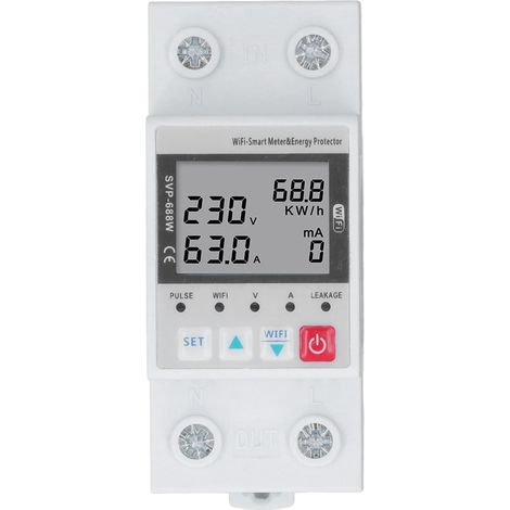 230V 50/60Hz 63A Spannungsschutzschalter mit WiFi-Steuerung, Über-/Unterspannungsüberwachung, Fernbedienung ohne Hintergrundbeleuchtung, Sicherheitsleistungsschalter für elektrische Installationen. (1/5)