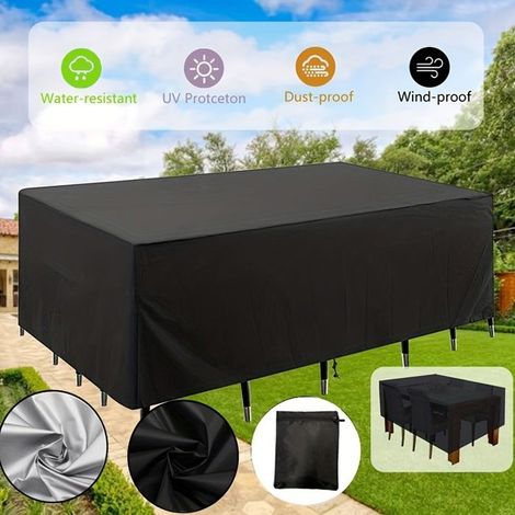 Housse intégrée pour mobilier de jardin, housse imperméable pour table et chaises de jardin, compatible avec le mobilier de jardin (1/4)