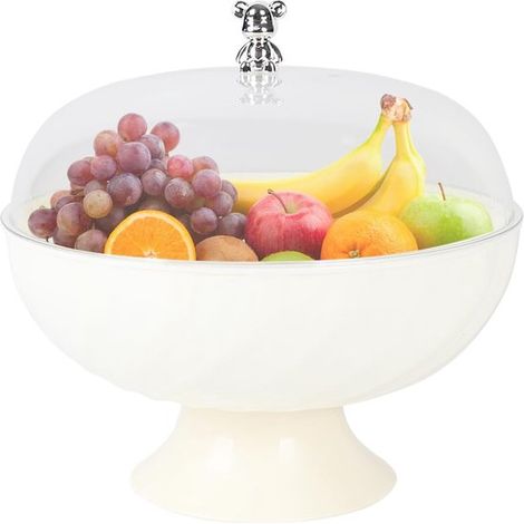 Ciotola trasparente per frutta con coperchio - ideale per presentare frutta, verdura, dessert e snack ciotola decorativa con supporto per il piano della cucina o come centrotavola. (1/5)